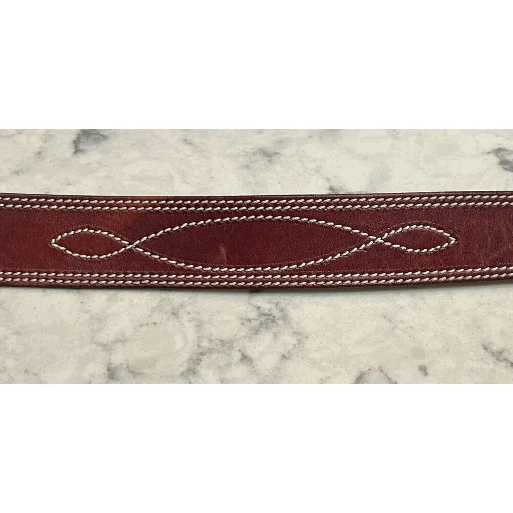 Leonardo Red Italian Leather Belt‎ Western 75/90, 1